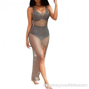 AmyDong Women Crochet Beach Bikini Cover up Swimsuit Swimwear Dress Sleeveless Blouse Khaki B07BCYH29C